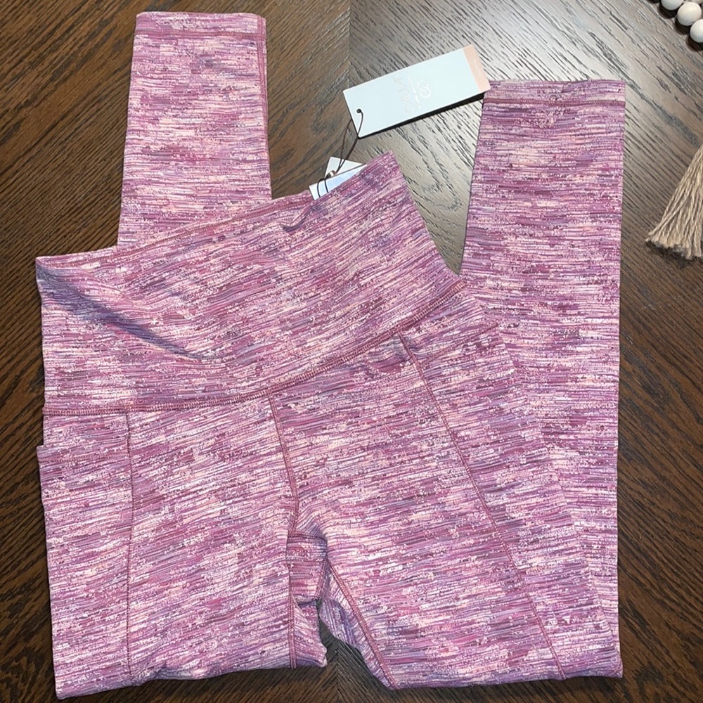 Calia High Rise Jacquard leggings Abstract Argyle Purple Small- NWT